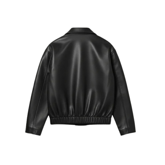 Women's Black Faux Leather Zip-Up Jacket