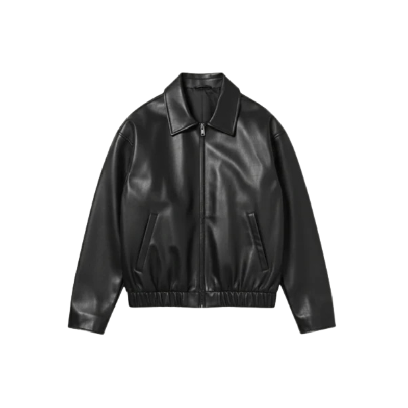 Women's Black Faux Leather Zip-Up Jacket