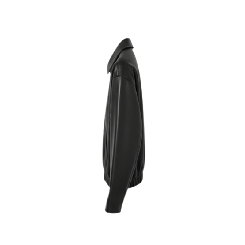 Women's Black Faux Leather Zip-Up Jacket