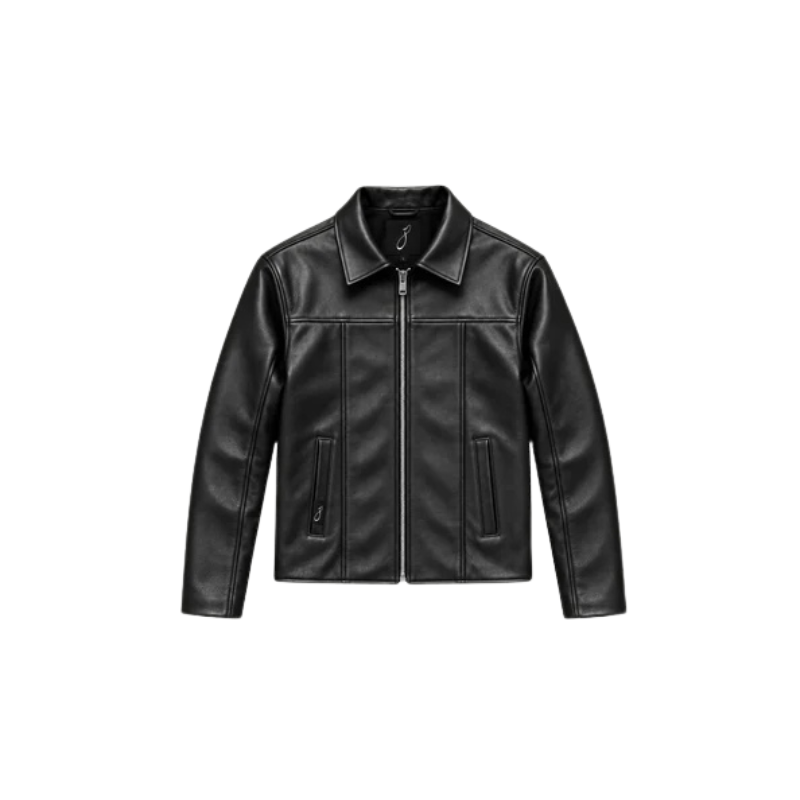 Women's Black Faux Leather Collared